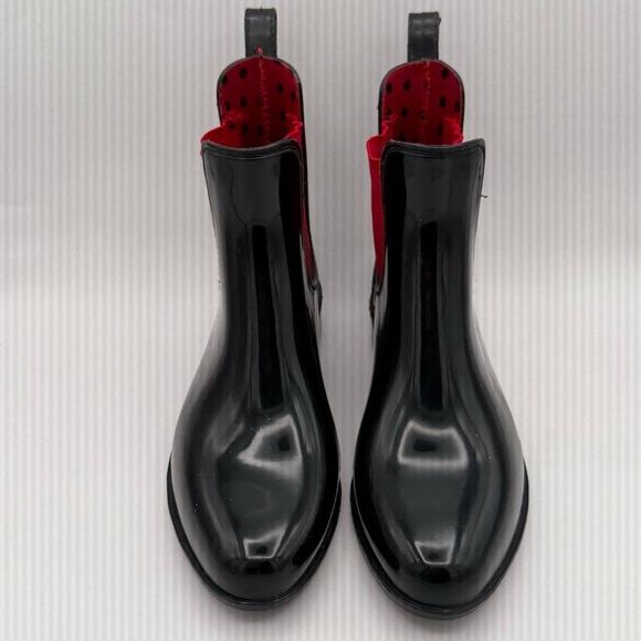 Lauren Ralph Lauren “Tally” Rain Boots Shiny Black & Red Short Women’s Size 6 - Picture 2 of 12
